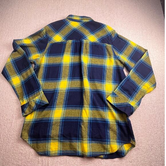 Empyre Men’s Large Blue/Yellow Plaid Flannel Long Sleeve Button Shirt Streetwear - Picture 2 of 4